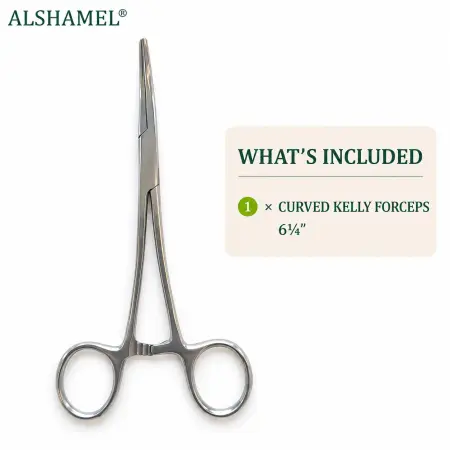 Kelly Hemostatic Forceps, Curved, 6 1/4"