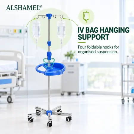 Infusion Stand with Round Storage Tray