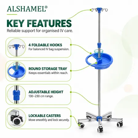 Infusion Stand with Round Storage Tray
