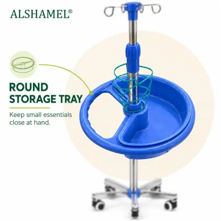 Infusion Stand with Round Storage Tray