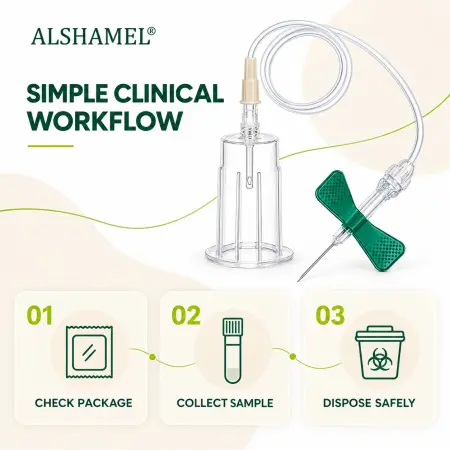 21G Butterfly Needle Blood Collection Set with Safety and Pre-Attached Holder
