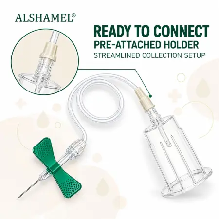 21G Butterfly Needle Blood Collection Set with Safety and Pre-Attached Holder