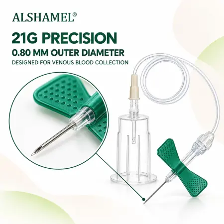 21G Butterfly Needle Blood Collection Set with Safety and Pre-Attached Holder