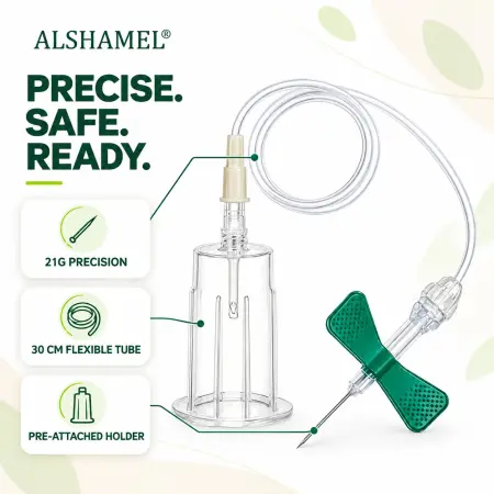 21G Butterfly Needle Blood Collection Set with Safety and Pre-Attached Holder